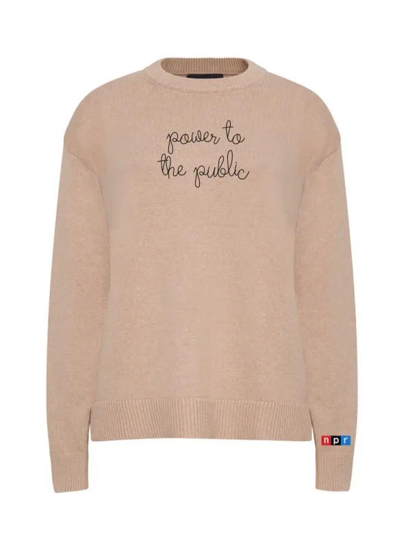"power to the public"  Maxine Sweater made by Lingua Franca NYC