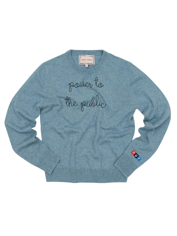 "power to the public" Women's Crewneck made by Lingua Franca NYC