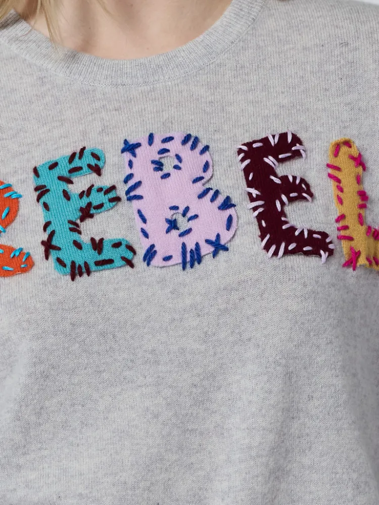 "rebel" Patch Women's Crewneck sold by Lingua Franca NYC product image thumbnail 2