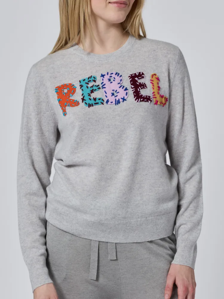 "rebel" Patch Women's Crewneck sold by Lingua Franca NYC