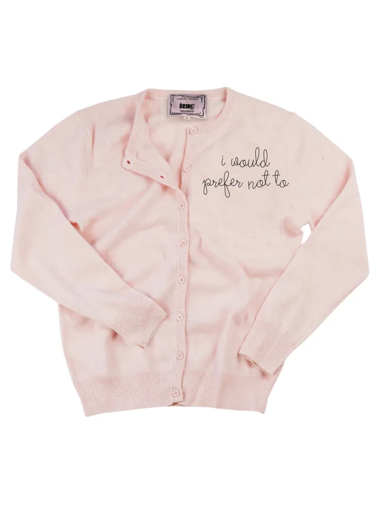 "i would prefer not to" Classic Cardigan sold by Lingua Franca NYC product image thumbnail 4