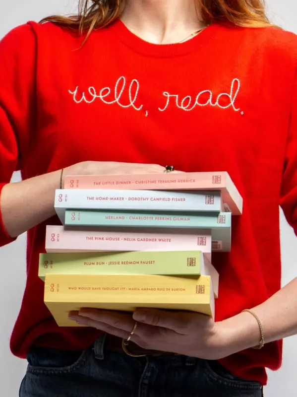 "well, read." Women's Crewneck made by Lingua Franca NYC