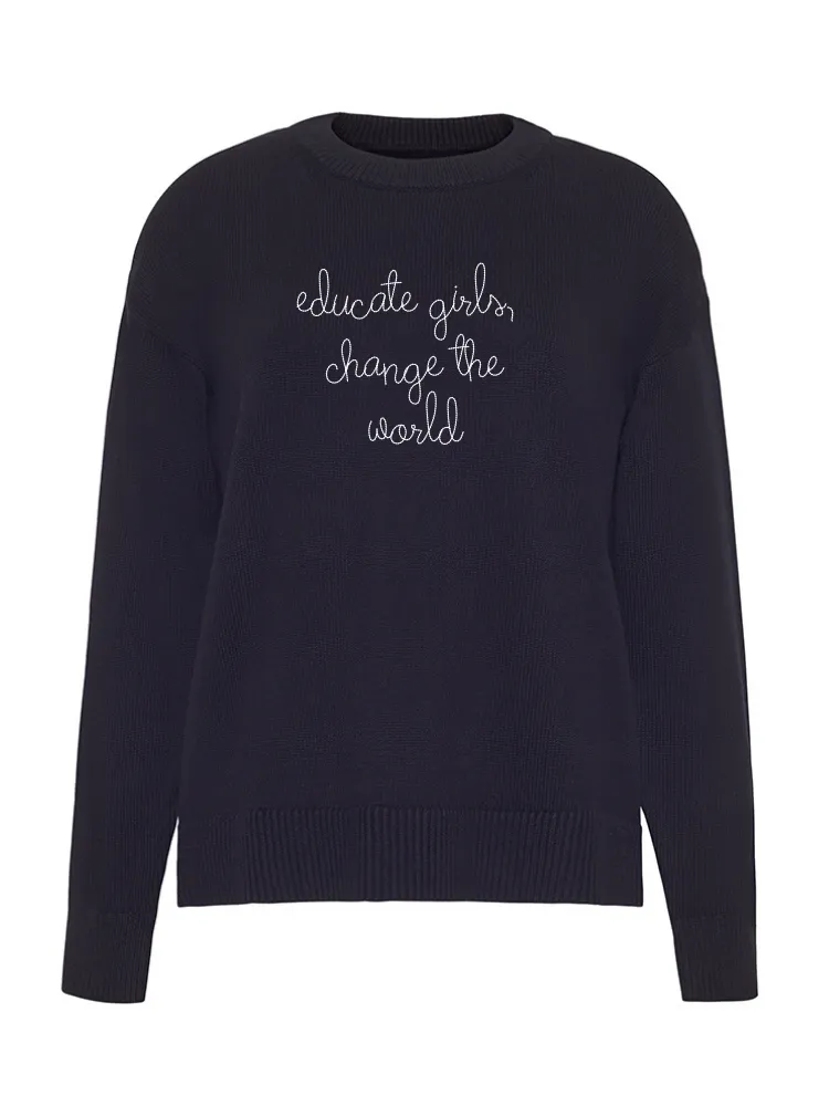 "educate girls, change the world" Maxine Sweater sold by Lingua Franca NYC product image thumbnail 5