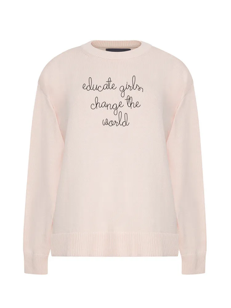 "educate girls, change the world" Maxine Sweater sold by Lingua Franca NYC