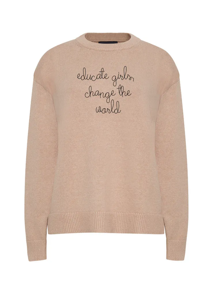 "educate girls, change the world" Maxine Sweater sold by Lingua Franca NYC product image thumbnail 4