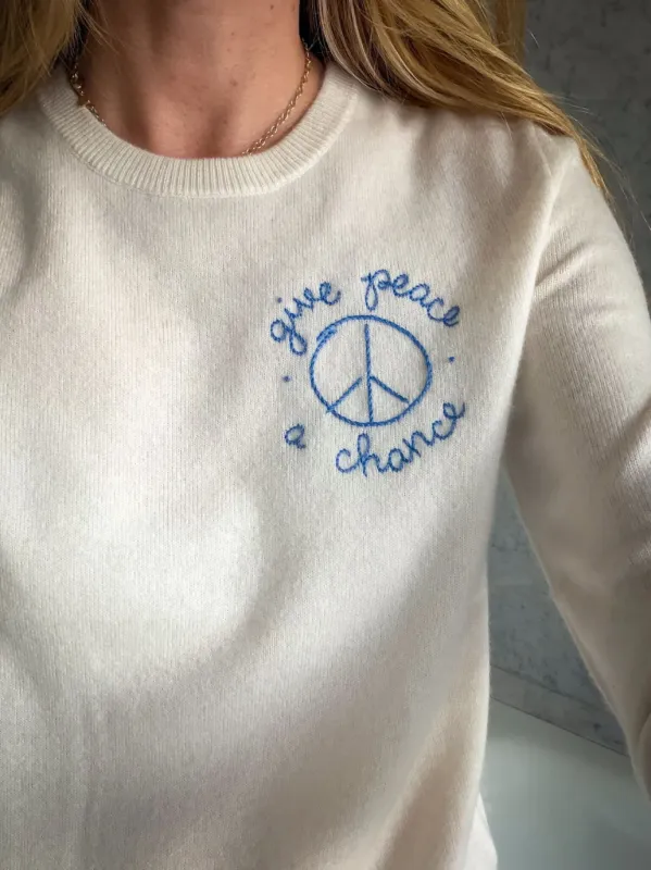 "give peace a chance" Women's Crewneck made by Lingua Franca NYC