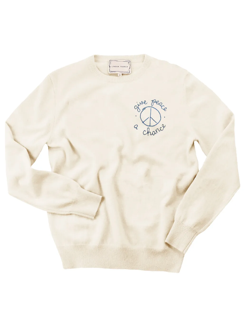 "give peace a chance" Women's Crewneck sold by Lingua Franca NYC product image thumbnail 2