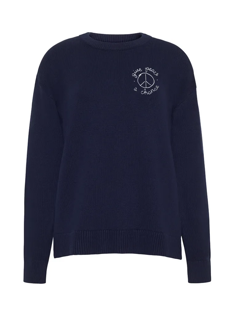 "give peace a chance" Maxine Sweater sold by Lingua Franca NYC