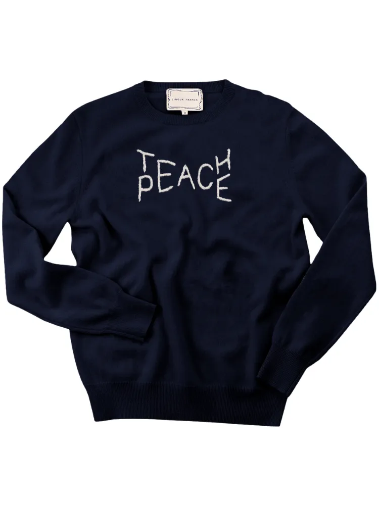 "teach peace" Women's Crewneck sold by Lingua Franca NYC product image thumbnail 4