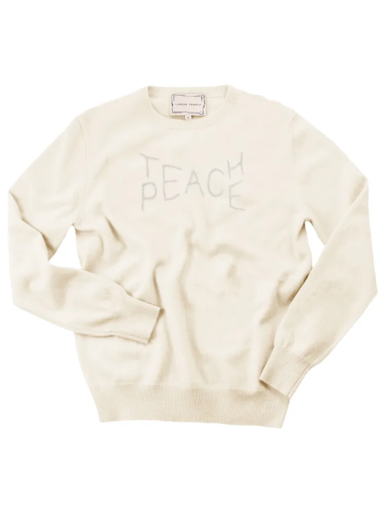 "teach peace" Women's Crewneck sold by Lingua Franca NYC product image thumbnail 2