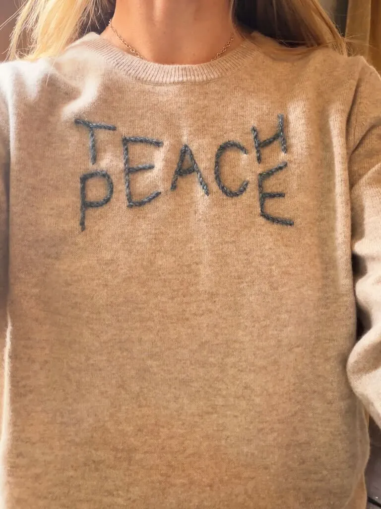 "teach peace" Women's Crewneck sold by Lingua Franca NYC