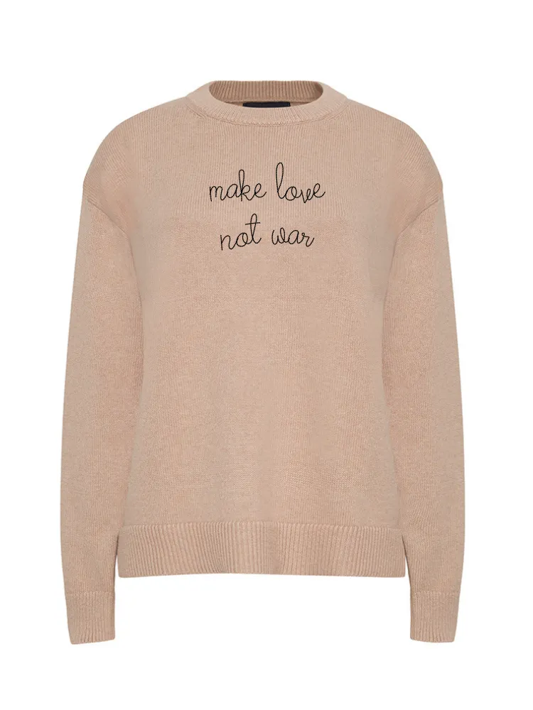 "make love not war" Maxine Sweater sold by Lingua Franca NYC product image thumbnail 4
