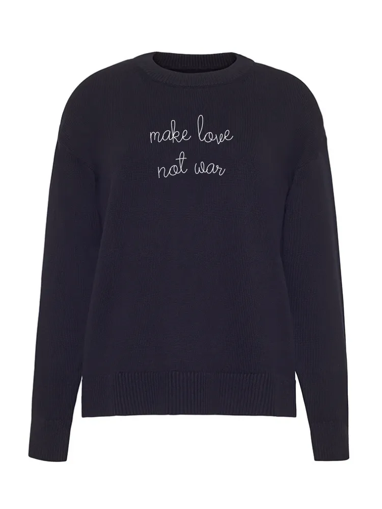 "make love not war" Maxine Sweater sold by Lingua Franca NYC product image thumbnail 5