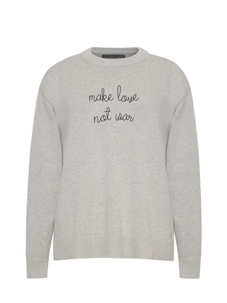 "make love not war" Maxine Sweater sold by Lingua Franca NYC