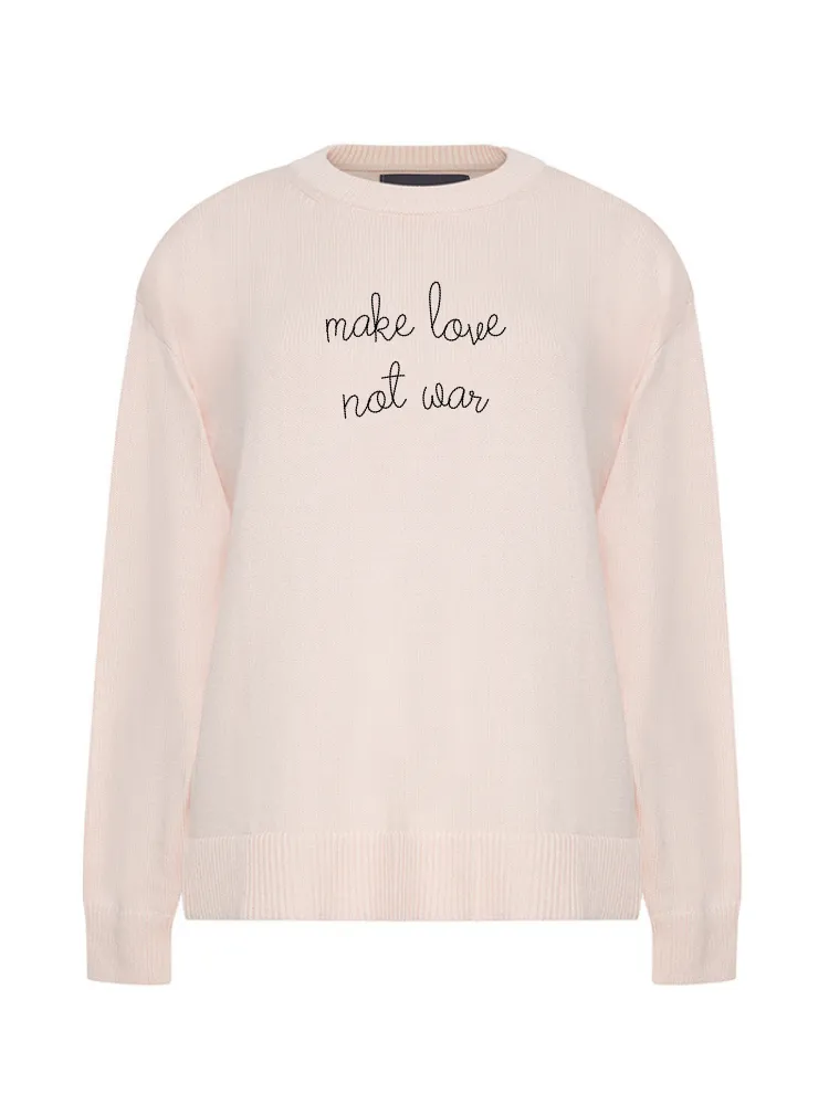 "make love not war" Maxine Sweater sold by Lingua Franca NYC product image thumbnail 3