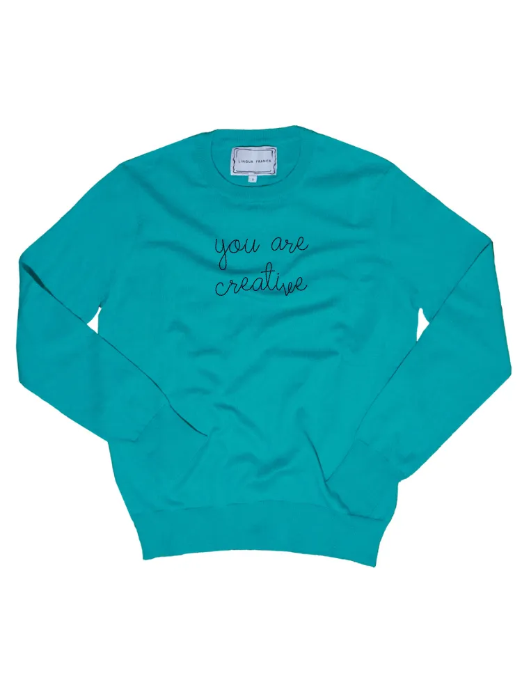 "you are creative" Cotton Silk Crewneck sold by Lingua Franca NYC product image thumbnail 2