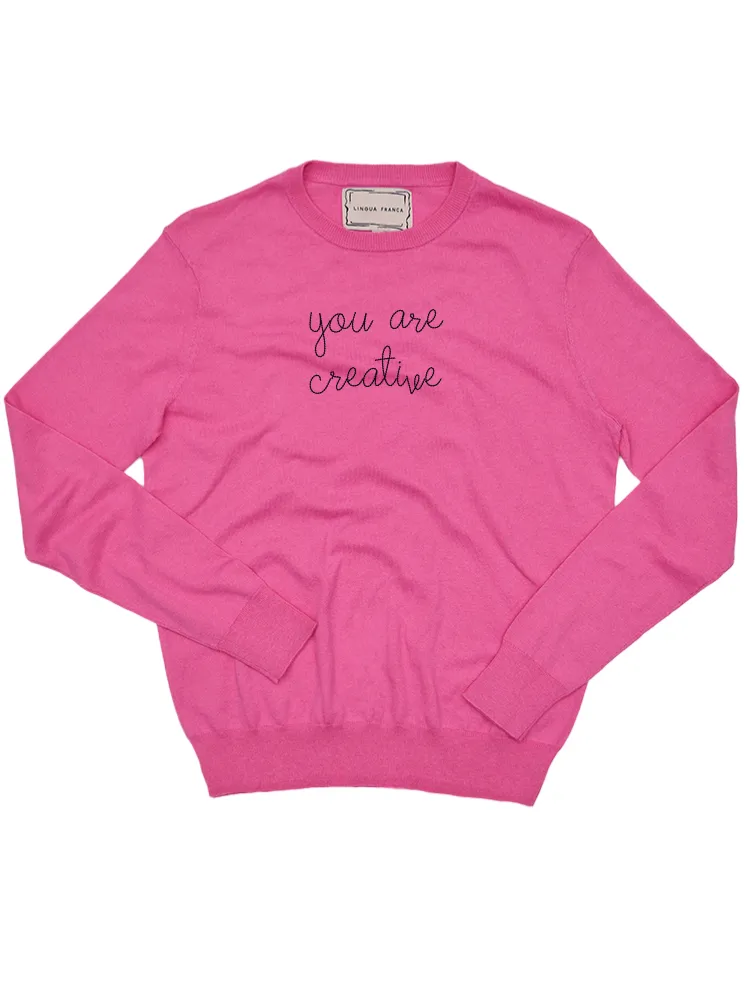 "you are creative" Cotton Silk Crewneck sold by Lingua Franca NYC product image thumbnail 3
