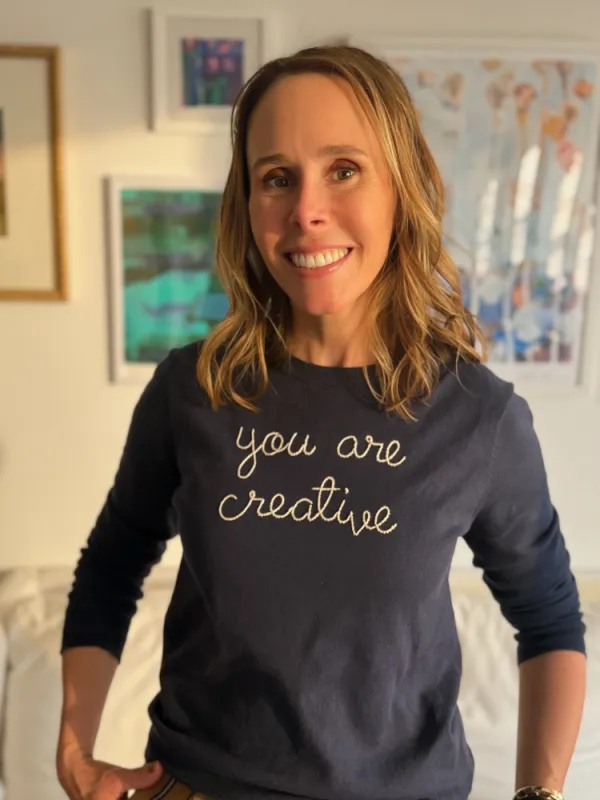 "you are creative" Cotton Silk Crewneck made by Lingua Franca NYC