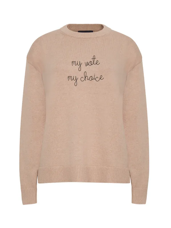 "my vote my choice" Maxine Sweater made by Lingua Franca NYC