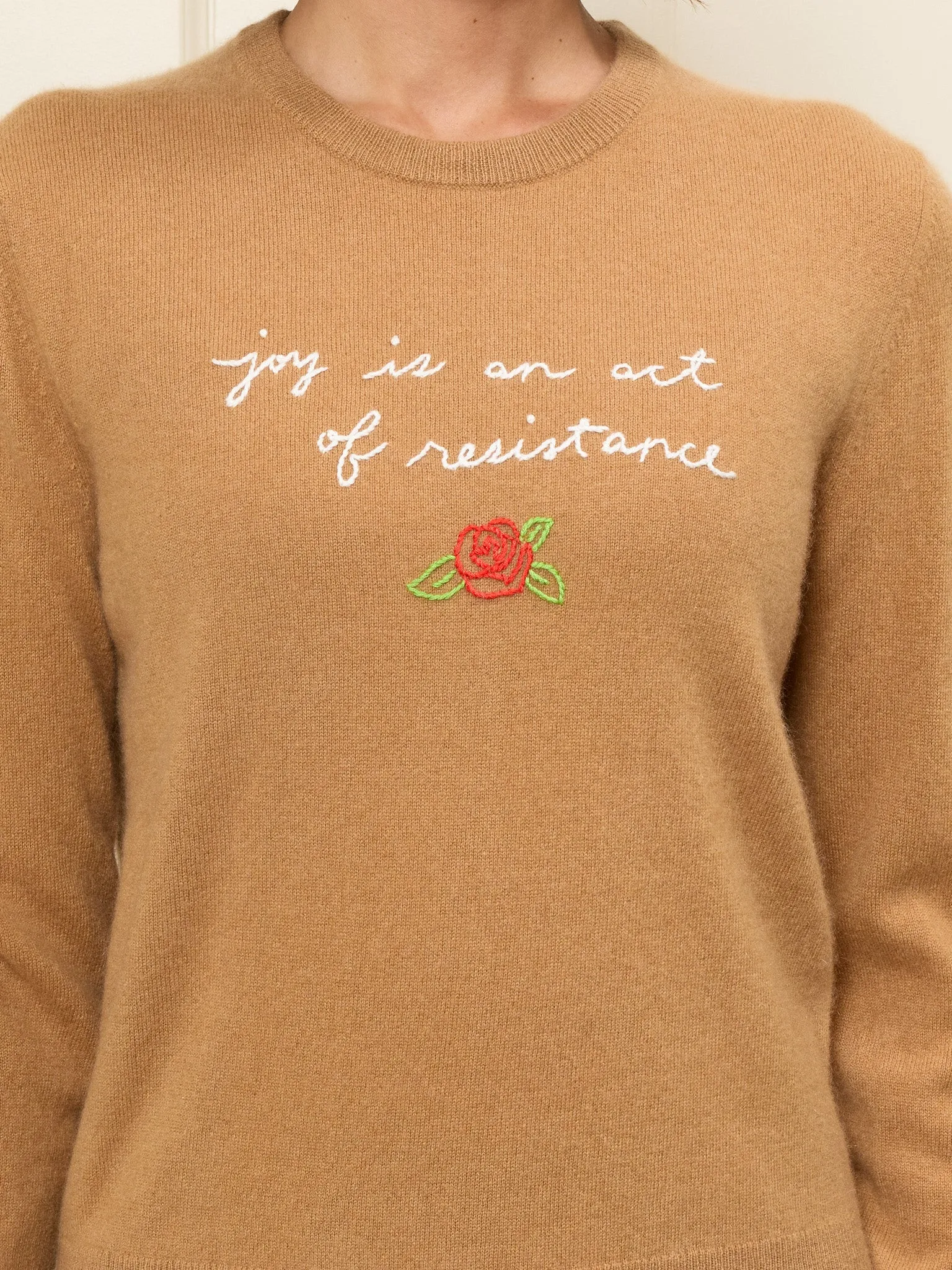 "joy is an act of resistance" Women's Crewneck sold by Lingua Franca NYC product image thumbnail 2
