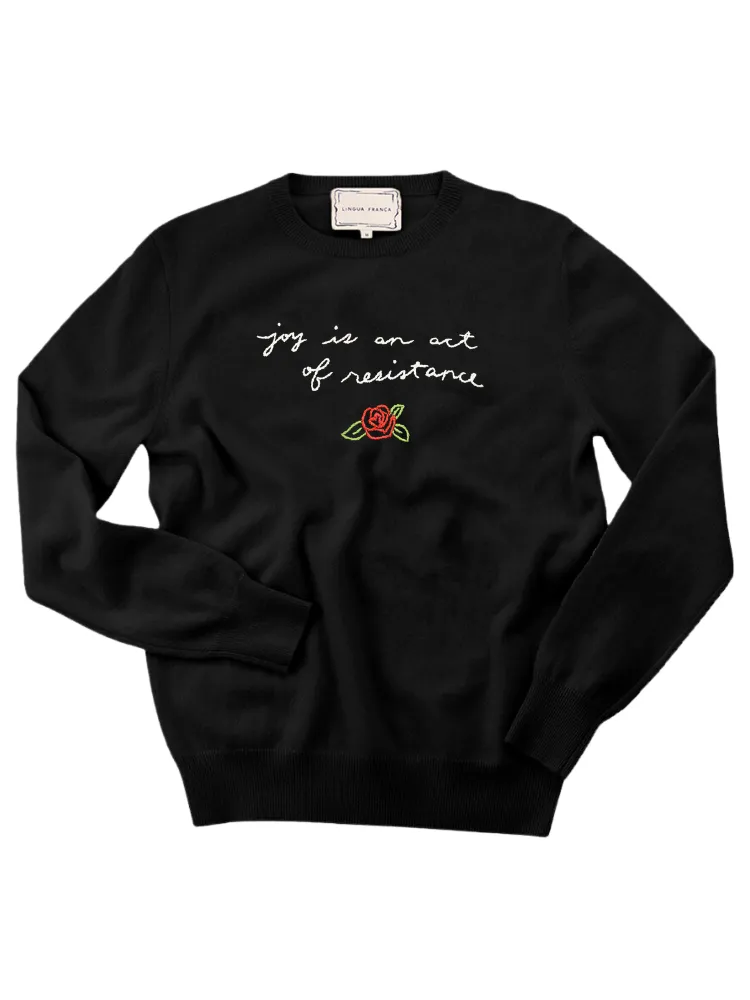 "joy is an act of resistance" Women's Crewneck sold by Lingua Franca NYC product image thumbnail 4