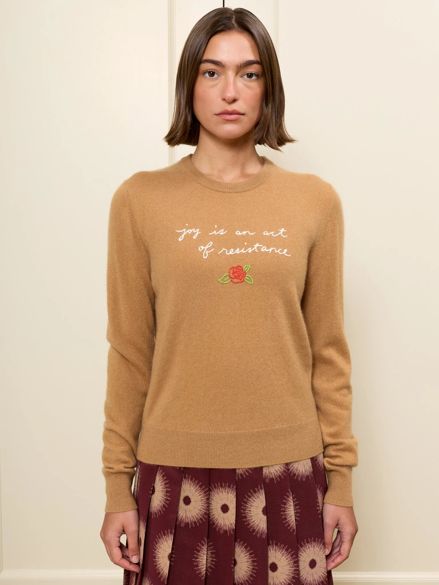 "joy is an act of resistance" Women's Crewneck sold by Lingua Franca NYC product image thumbnail 3
