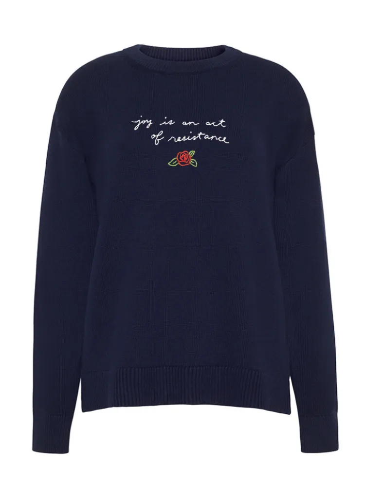 "joy is an act of resistance" Maxine Sweater sold by Lingua Franca NYC product image thumbnail 3