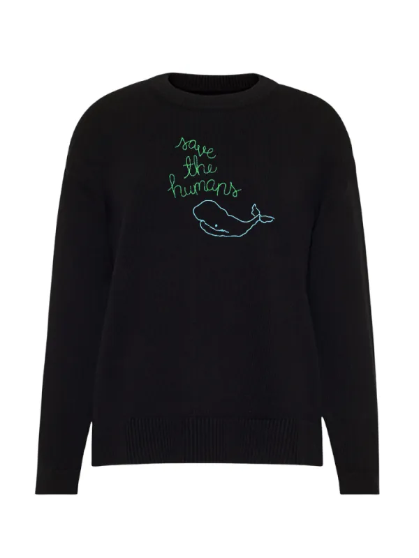 "save the humans"  Maxine Sweater made by Lingua Franca NYC