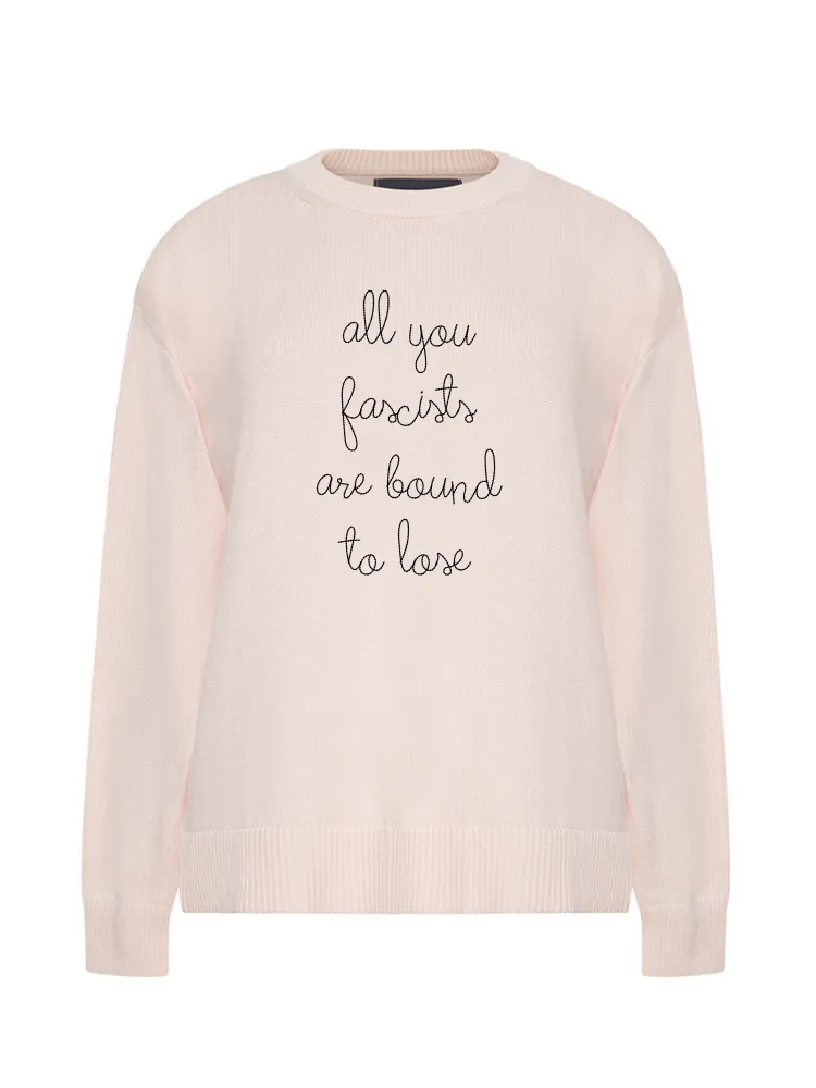 "all you fascists are bound to lose" Maxine Sweater sold by Lingua Franca NYC product image thumbnail 4