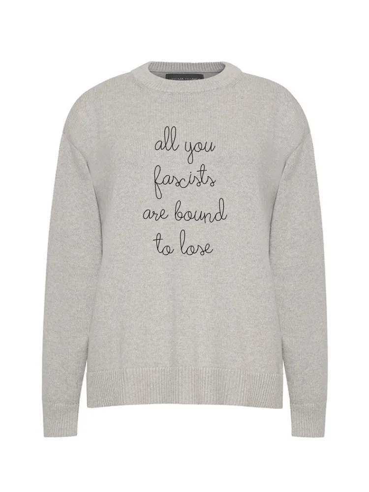 "all you fascists are bound to lose" Maxine Sweater sold by Lingua Franca NYC product image thumbnail 3