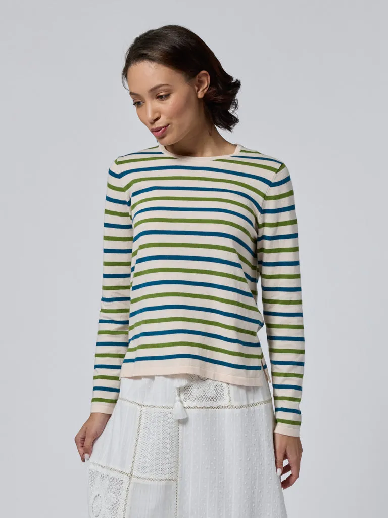 "courage, darling" Striped Mara Crewneck sold by Lingua Franca NYC product image thumbnail 4