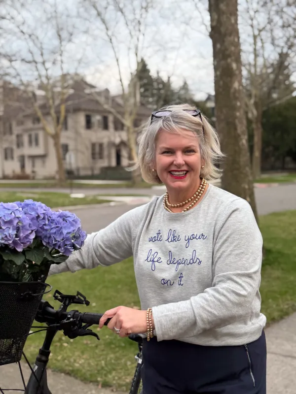 "vote like your life depends on it" Mara Crewneck made by Lingua Franca NYC