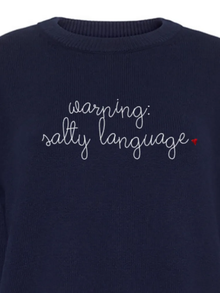 "warning: salty language" Maxine Sweater sold by Lingua Franca NYC
