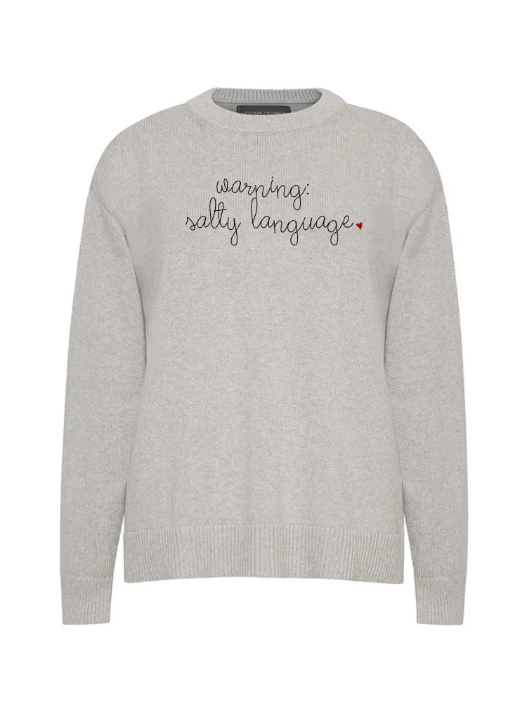"warning: salty language" Maxine Sweater sold by Lingua Franca NYC product image thumbnail 4