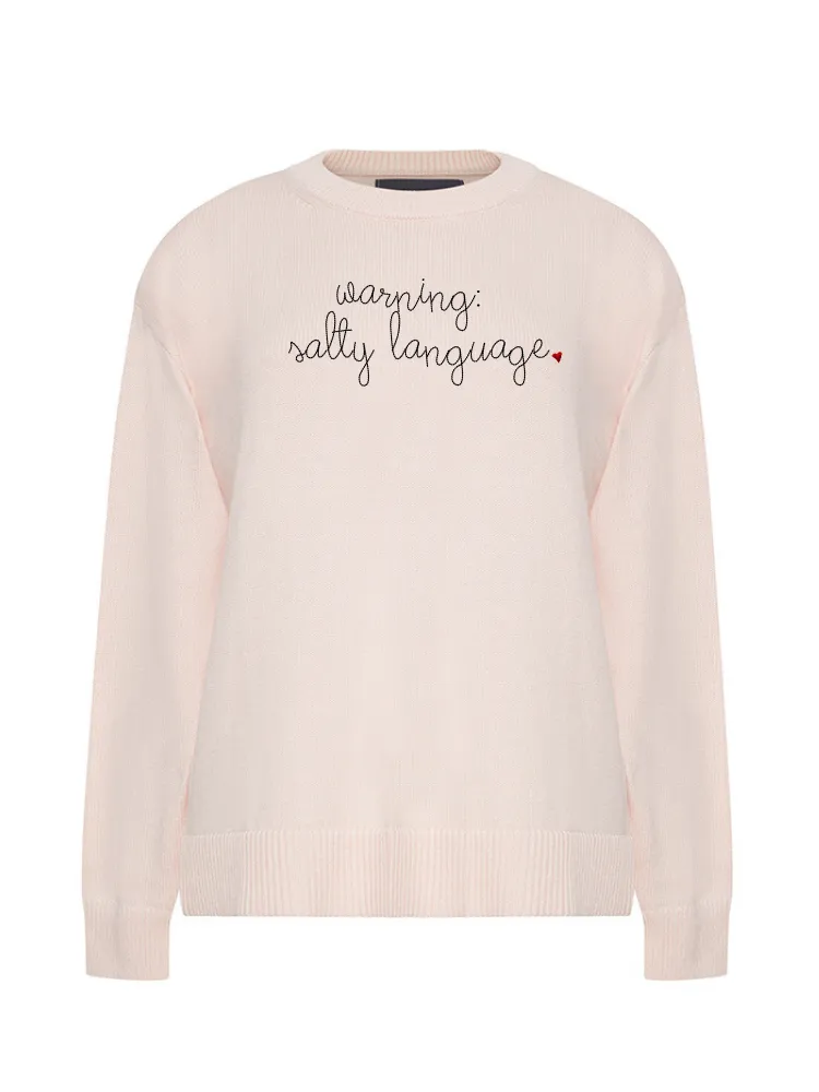 "warning: salty language" Maxine Sweater sold by Lingua Franca NYC product image thumbnail 5