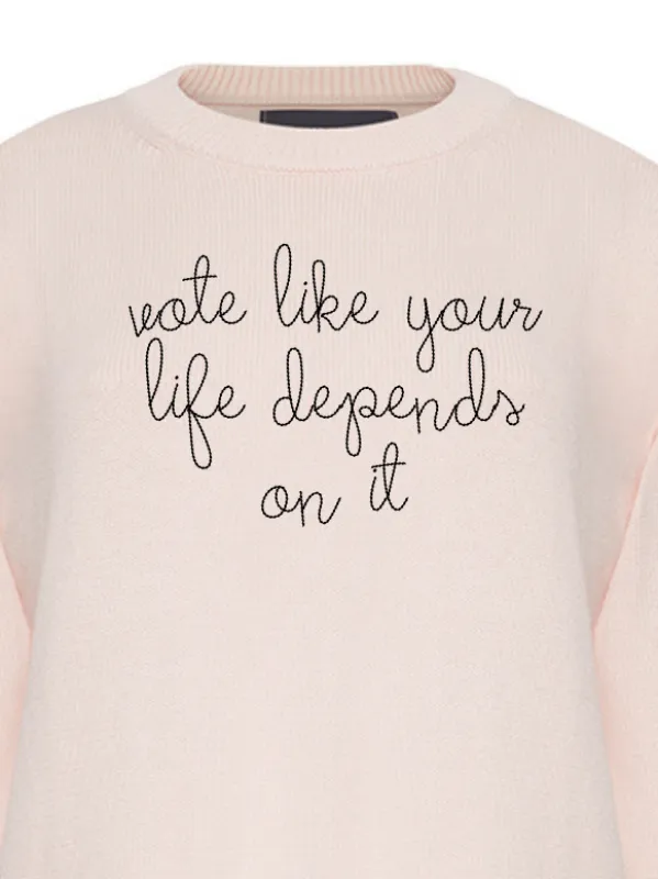 "vote like your life depends on it"  Maxine Sweater made by Lingua Franca NYC