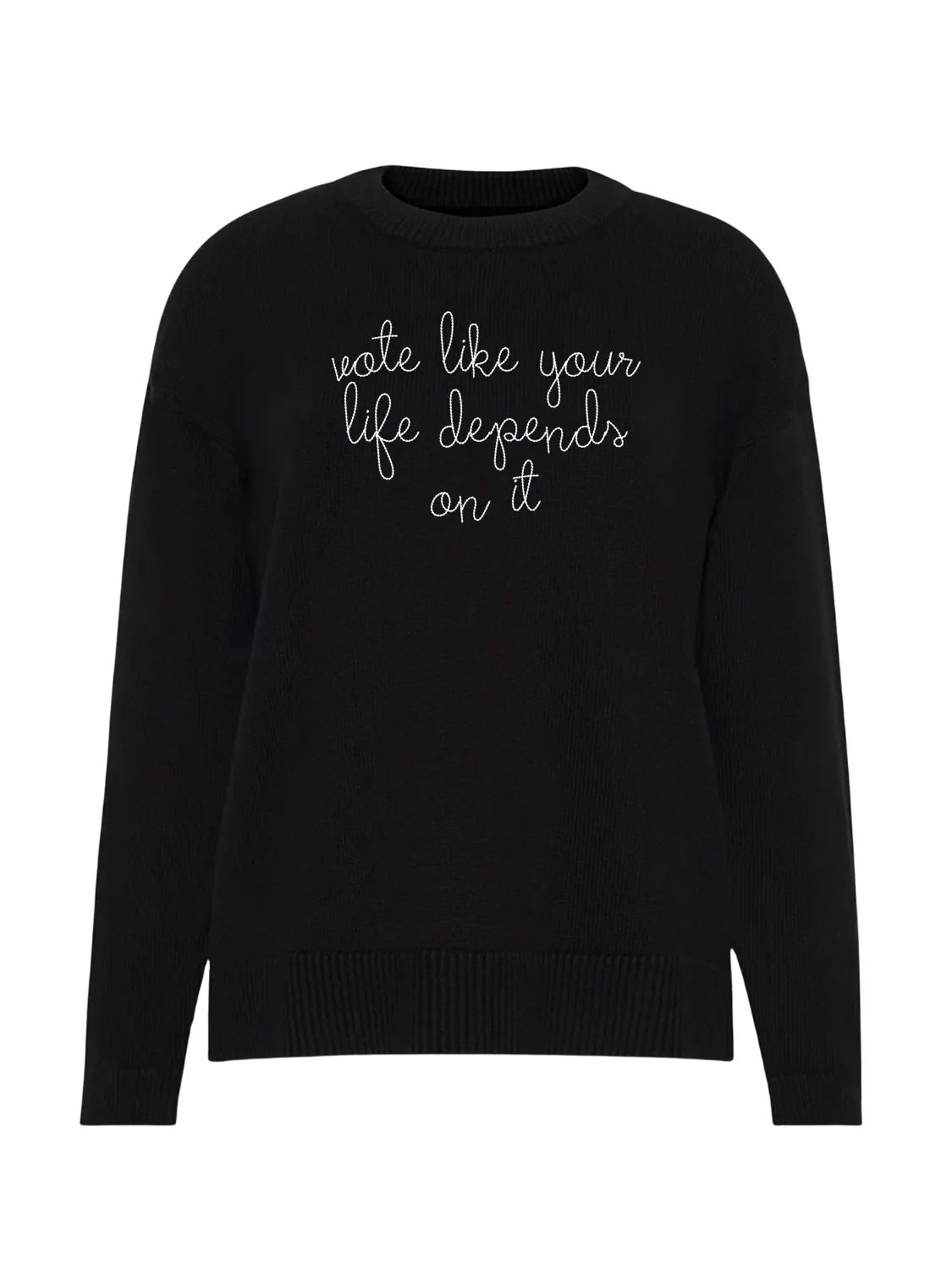 "vote like your life depends on it" Maxine Sweater sold by Lingua Franca NYC product image thumbnail 3