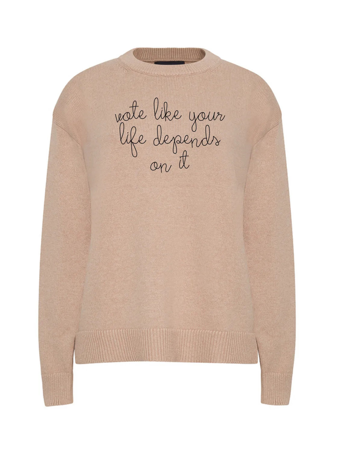 "vote like your life depends on it" Maxine Sweater sold by Lingua Franca NYC product image thumbnail 2