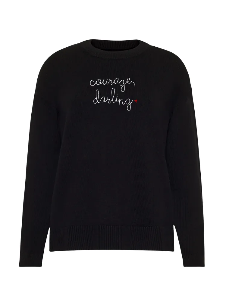 "courage, darling" Maxine Sweater sold by Lingua Franca NYC product image thumbnail 3