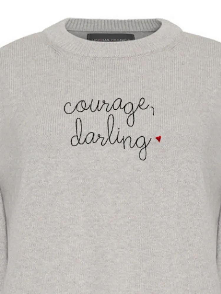 "courage, darling" Maxine Sweater sold by Lingua Franca NYC