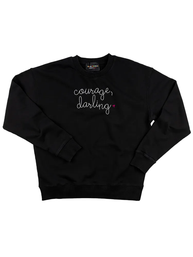 "courage, darling" Women's Sweatshirt sold by Lingua Franca NYC product image thumbnail 3