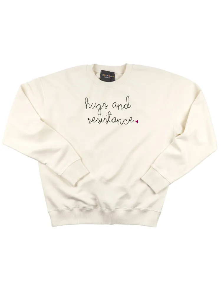 "hugs and resistance" Women's Sweatshirt sold by Lingua Franca NYC product image thumbnail 3