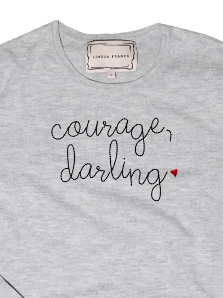 "courage, darling" Mara Crewneck sold by Lingua Franca NYC