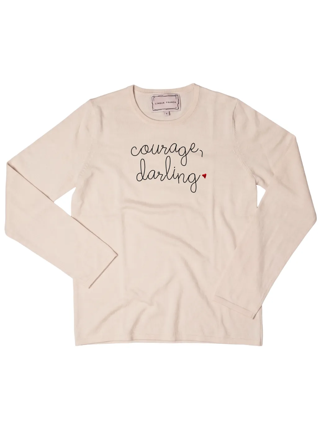 "courage, darling" Mara Crewneck sold by Lingua Franca NYC product image thumbnail 4