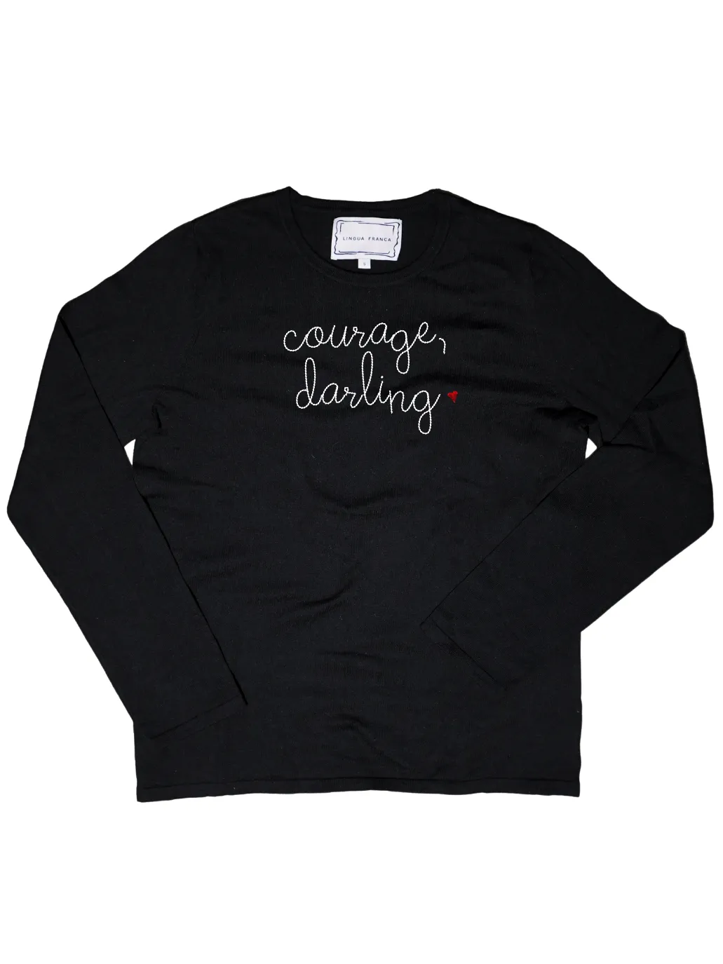"courage, darling" Mara Crewneck sold by Lingua Franca NYC product image thumbnail 2