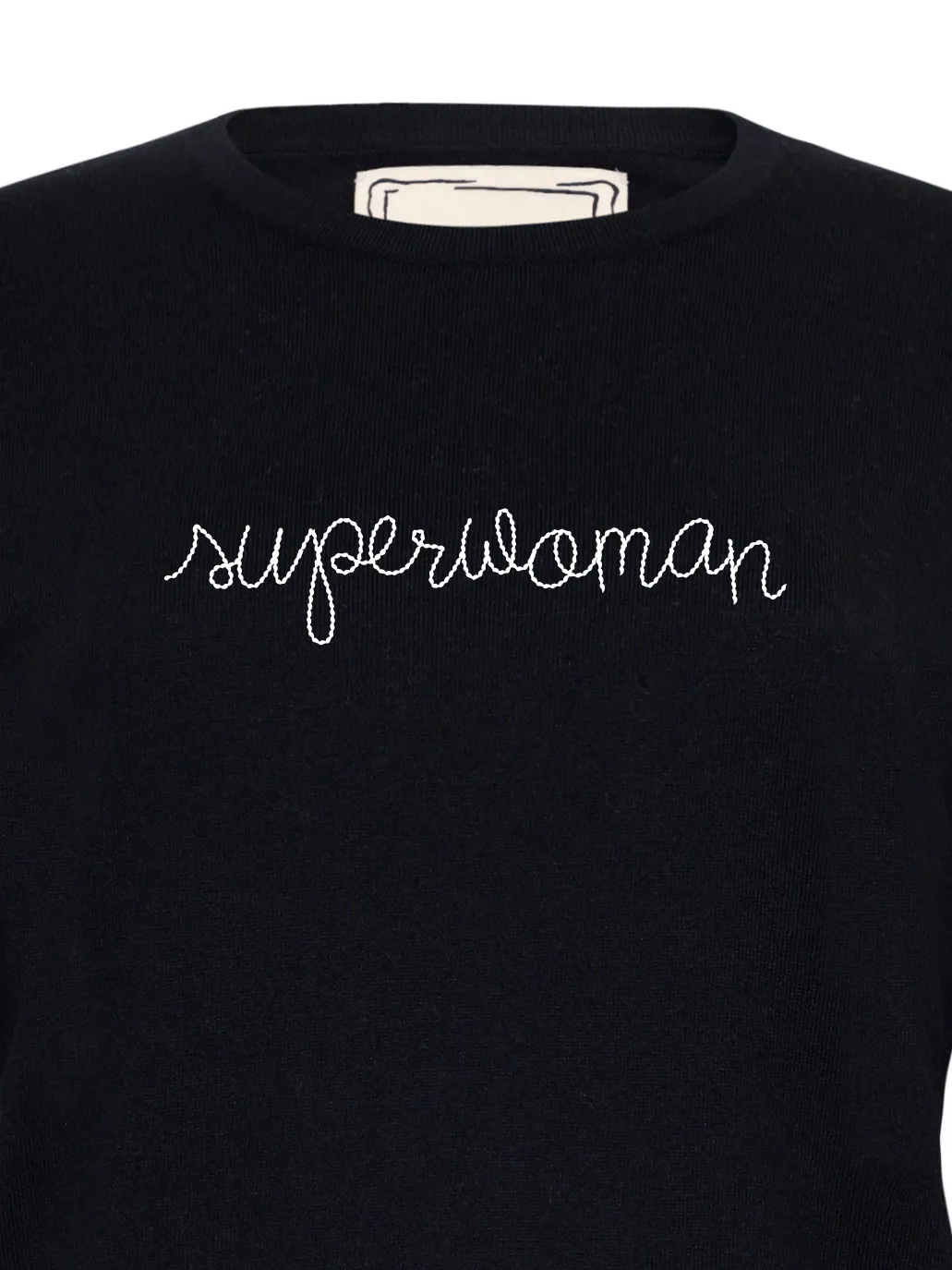"superwoman" Mara Crewneck sold by Lingua Franca NYC