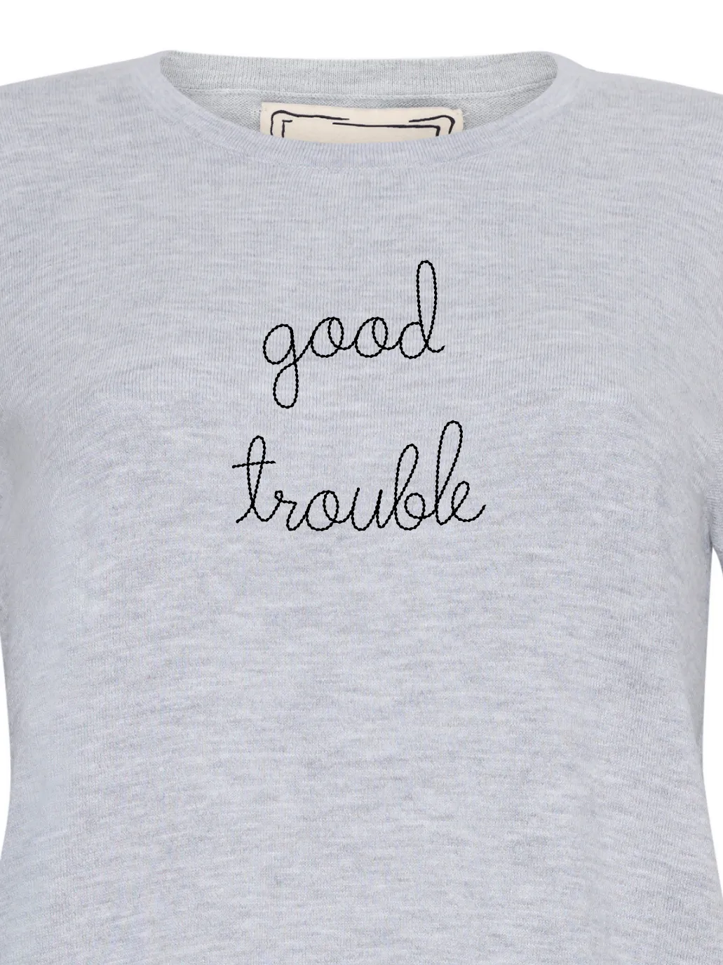 "good trouble" Mara Crewneck sold by Lingua Franca NYC