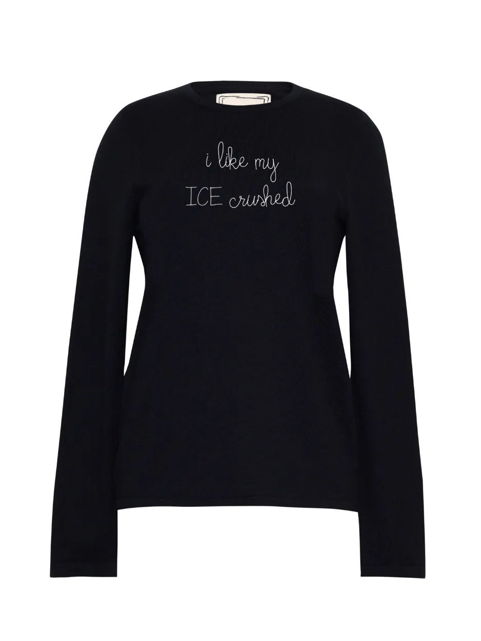 "i like my ICE crushed" Mara Crewneck sold by Lingua Franca NYC product image thumbnail 5