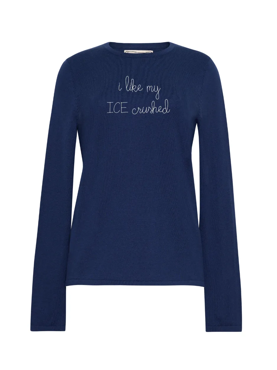 "i like my ICE crushed" Mara Crewneck sold by Lingua Franca NYC product image thumbnail 2