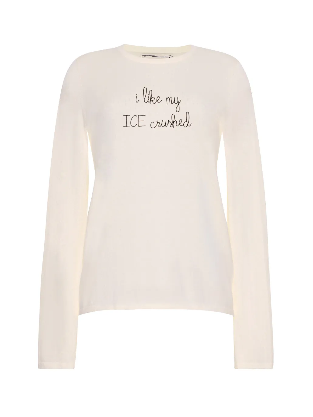 "i like my ICE crushed" Mara Crewneck sold by Lingua Franca NYC product image thumbnail 4